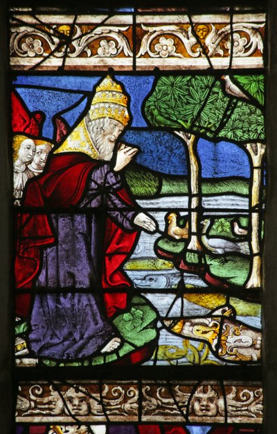 Window depicting Creation of the Fish and Fowl by French School